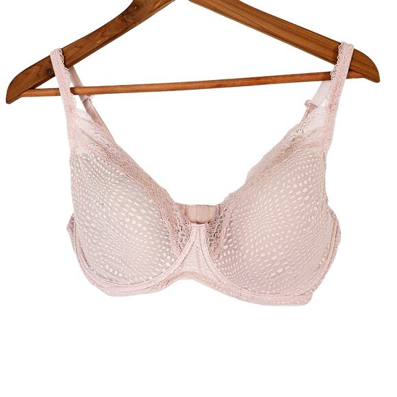 Natori Blush Pink Lace Trim Padded Underwire Bra 36DD - Picture 1 of 4
